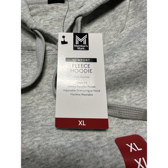 Members Mark‎ Hoodie Mens XLarge Light Grey Newport Pullover Sweatshirt New - Picture 9 of 15